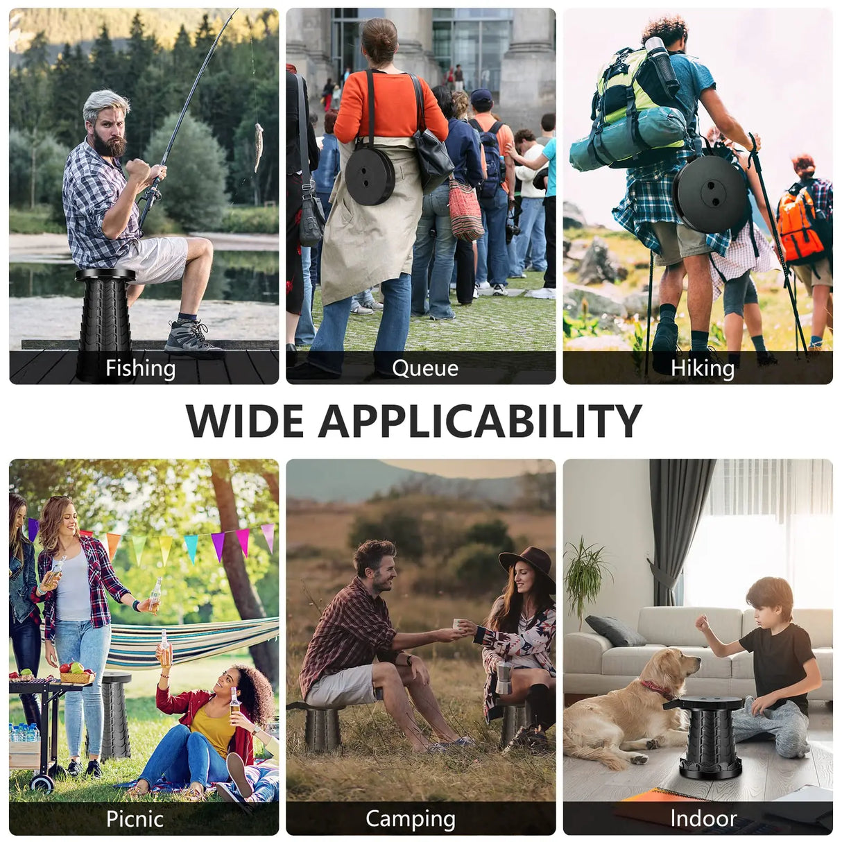 Portable Collapsible Telescopic Stool Sturdy Foldable Stool with