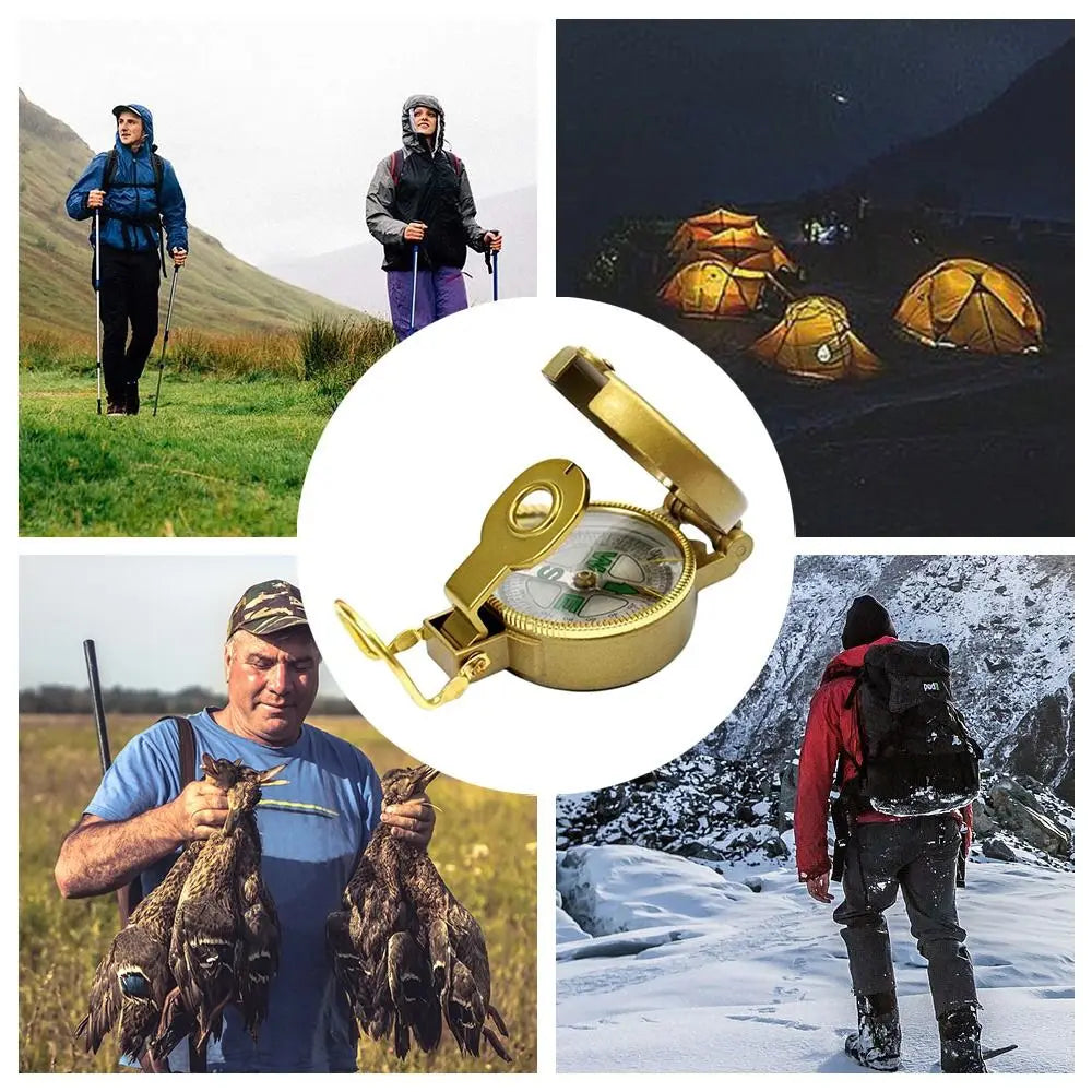Portable Compass Military Outdoor Camping Folding Len Compass