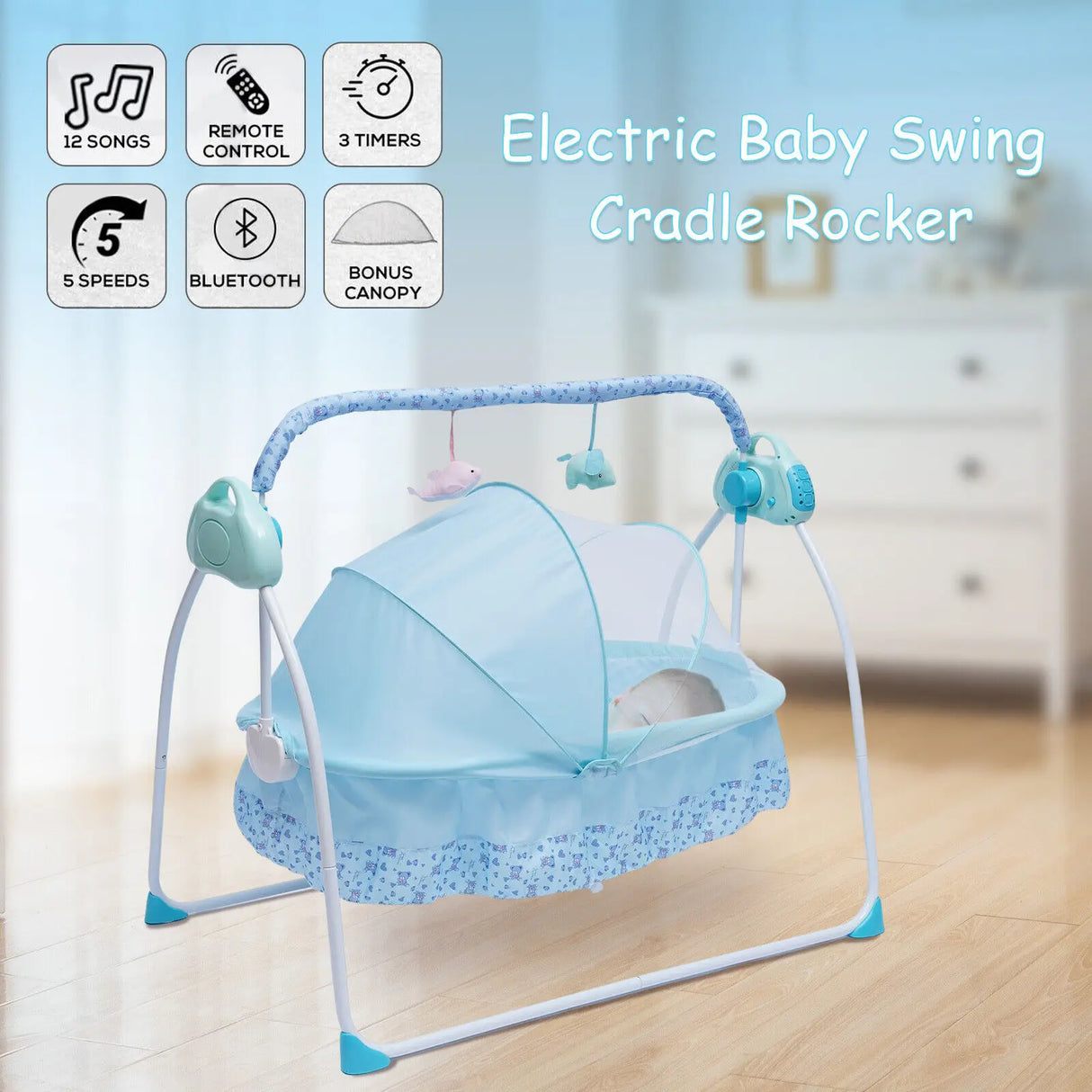 Portable Electric Swing Baby Crib Cradle Auto Bassinet