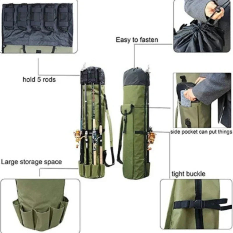 Portable Folded Fishing Rod Bag Multifunction Fishing Tackle