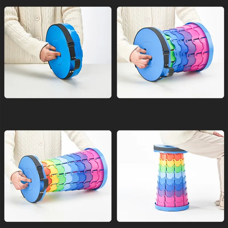 Portable Folding Telescopic Stool Lightweight Plastic Travel Subway