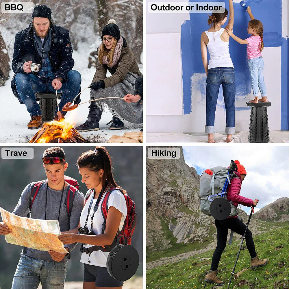 Portable Folding Telescopic Stool Lightweight Plastic Travel Subway