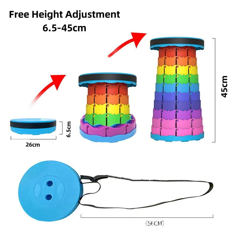 Portable Folding Telescopic Stool Lightweight Plastic Travel Subway