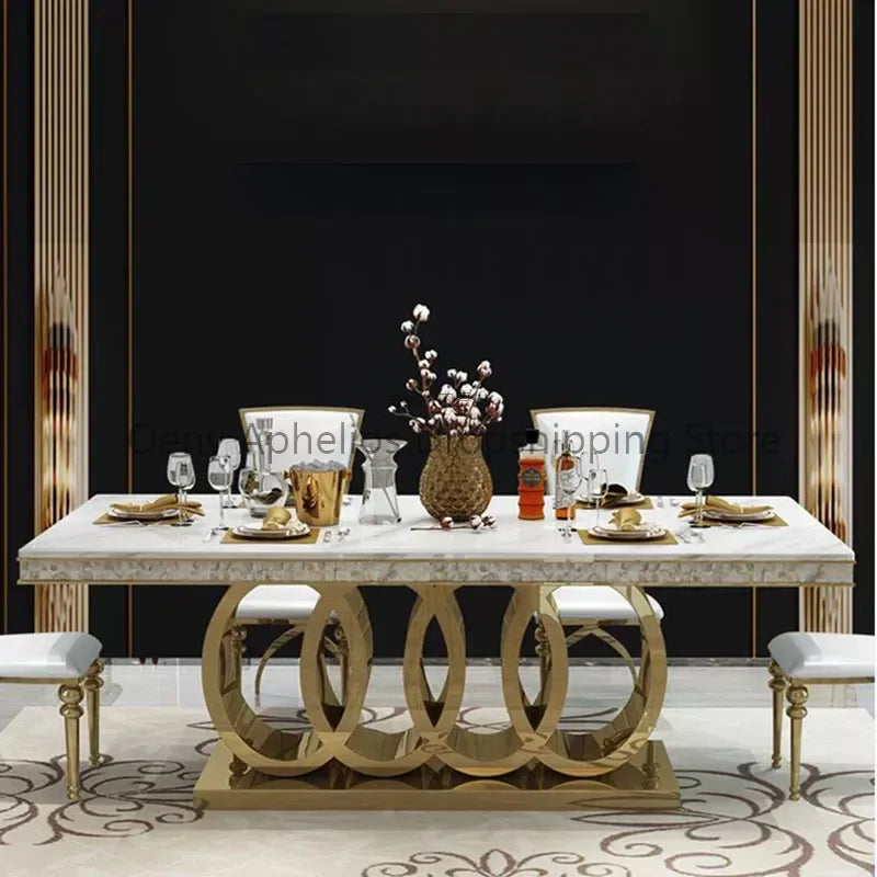 Post-Modern Marble Top-Grade Dining Table And Chairs Combination