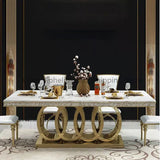 Post-Modern Marble Top-Grade Dining Table And Chairs Combination