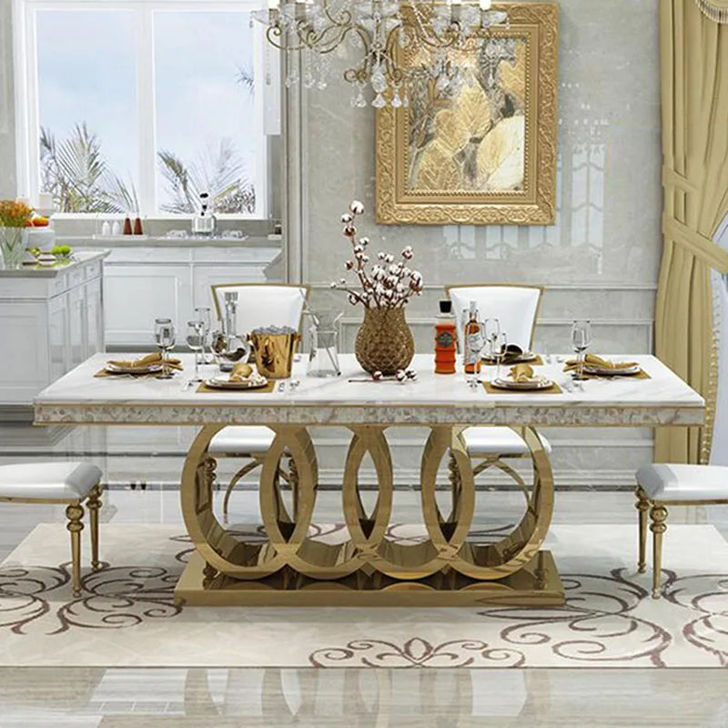 Post-Modern Marble Top-Grade Dining Table And Chairs Combination
