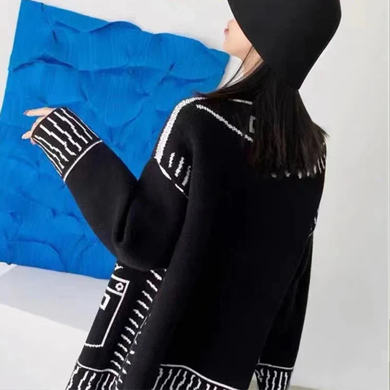 Print Graffiti Cardigan Women Long Sleeve Top Y2K