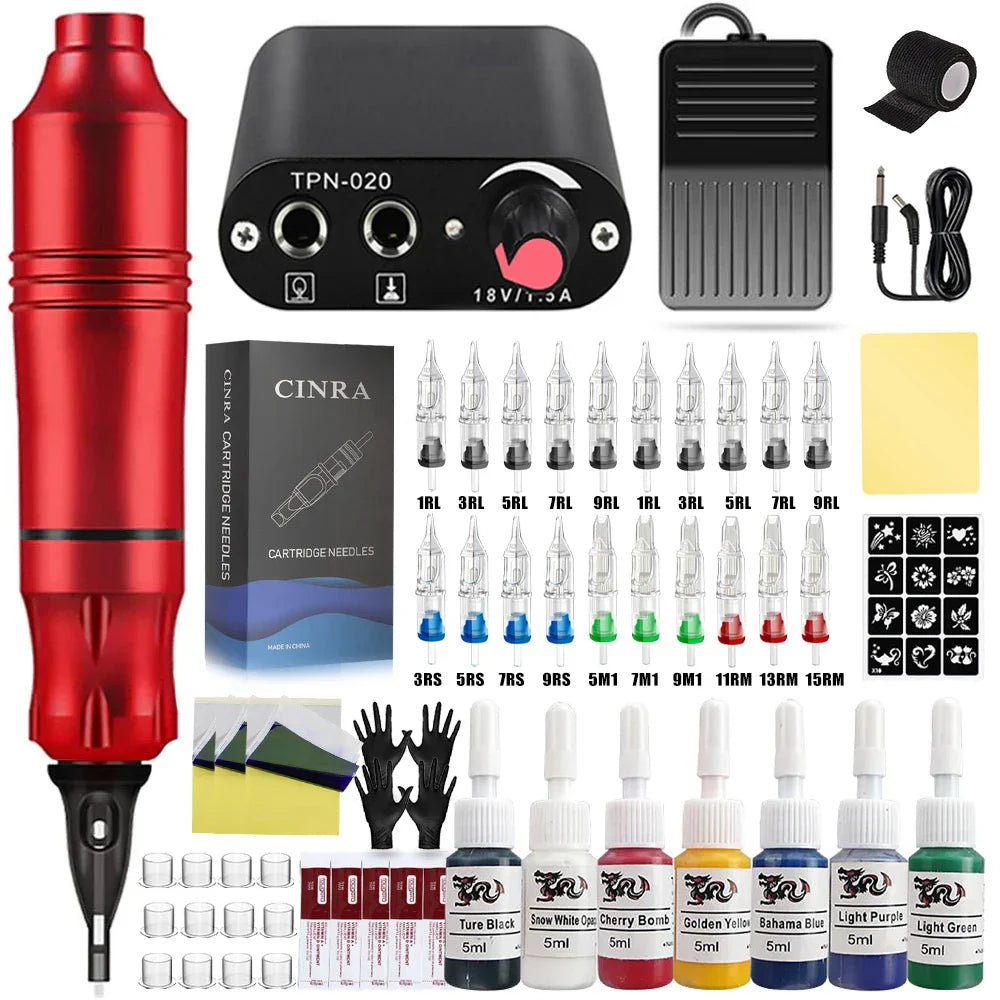 Professional Tattoo Machine Set Rotary Tattoo Pen Kit