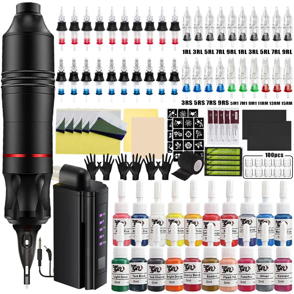 Professional Tattoo Machine Set Rotary Tattoo Pen Kit