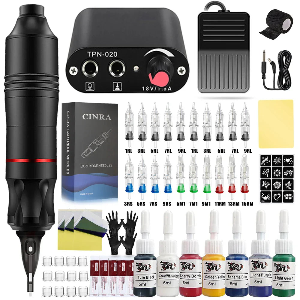 Professional Tattoo Machine Set Rotary Tattoo Pen Kit