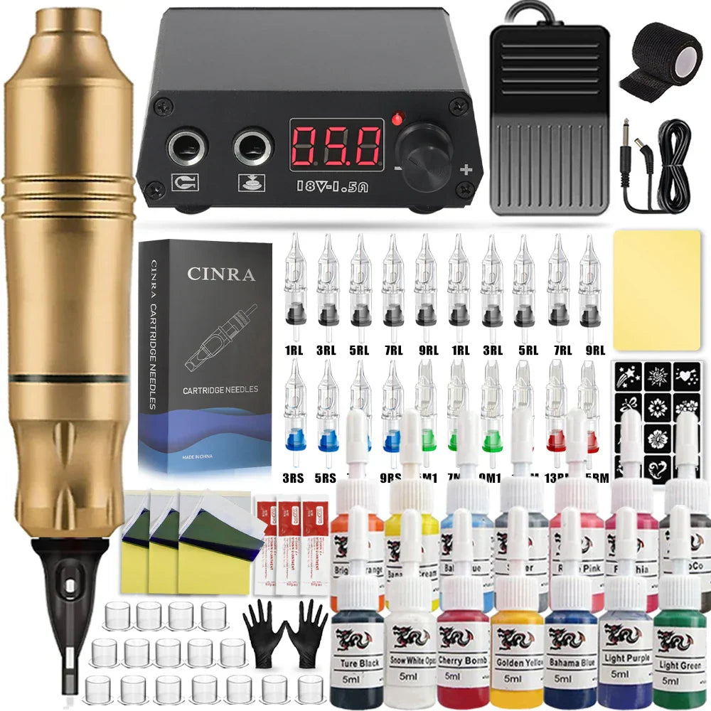 Professional Tattoo Machine Set Rotary Tattoo Pen Kit