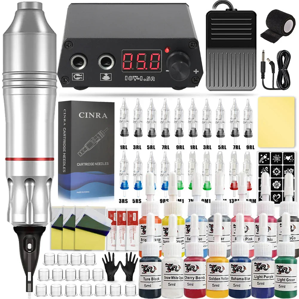 Professional Tattoo Machine Set Rotary Tattoo Pen Kit