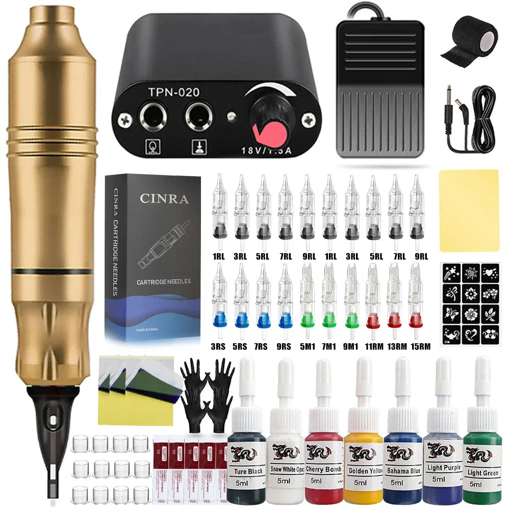 Professional Tattoo Machine Set Rotary Tattoo Pen Kit