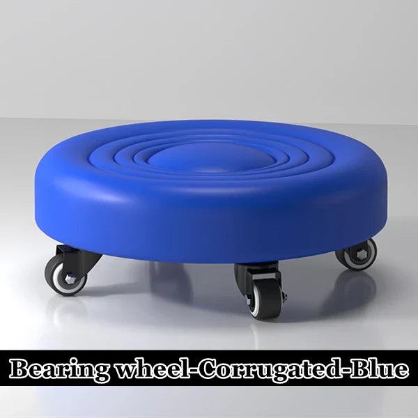 Pulley Low Stool, Low Height Rolling Stool, Leather
