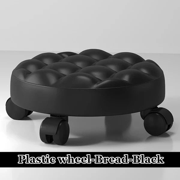 Pulley Low Stool, Low Height Rolling Stool, Leather