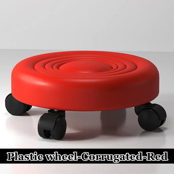 Pulley Low Stool, Low Height Rolling Stool, Leather