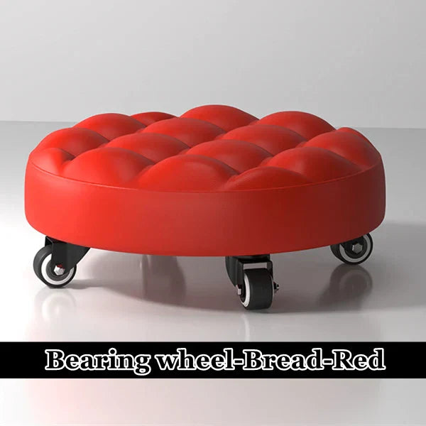 Pulley Low Stool, Low Height Rolling Stool, Leather