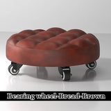 Pulley Low Stool, Low Height Rolling Stool, Leather