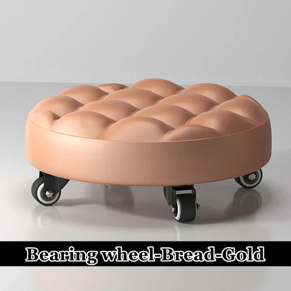 Pulley Low Stool, Low Height Rolling Stool, Leather