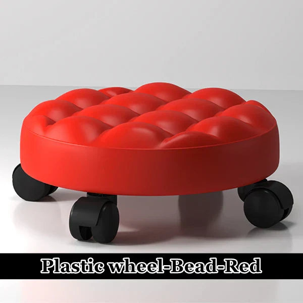Pulley Low Stool, Low Height Rolling Stool, Leather