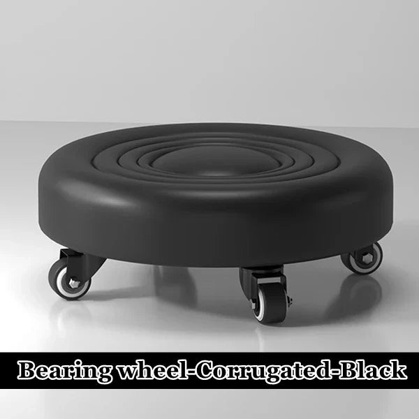 Pulley Low Stool, Low Height Rolling Stool, Leather