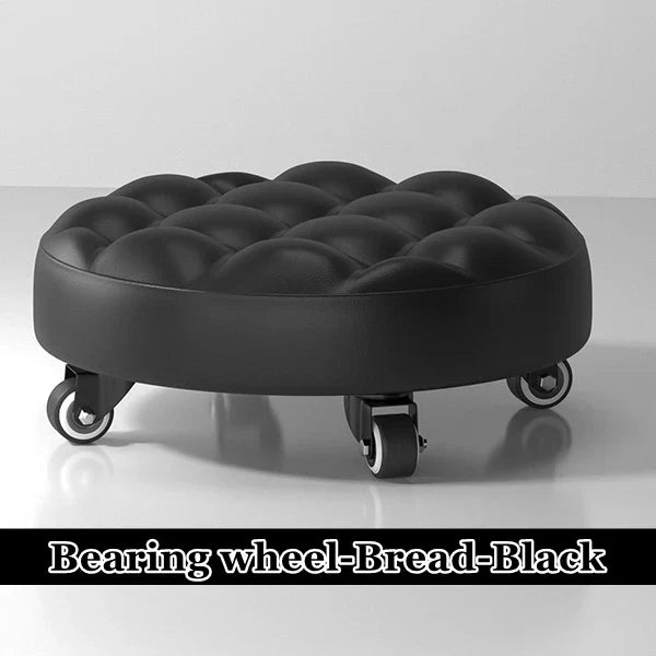 Pulley Low Stool, Low Height Rolling Stool, Leather