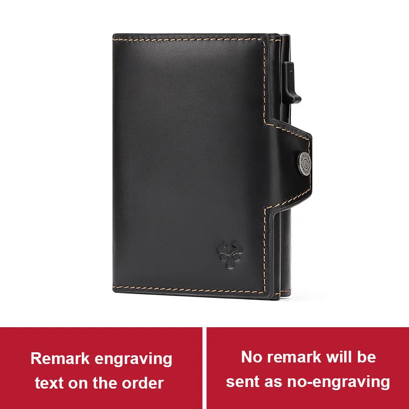 RFID Smart Pop Up Card Wallet for Men Genuine Leather Card Case for 8-10 Cards Slim Women Zip Coin Purse with Notes Compartment