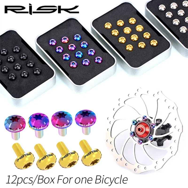 RISK 12PCS M5*10MM Bike Disc Brake Rotor Fixing