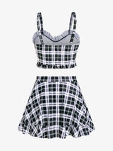 ROSEGAL Plus Size Padded Plaid Three Piece Swimwear