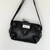 Real Sheepskin Handheld Bag Solid Color Cloud Bag Pillow Cotton Crossbody Bag Shoulder Strap Embroidery Women's Bag
