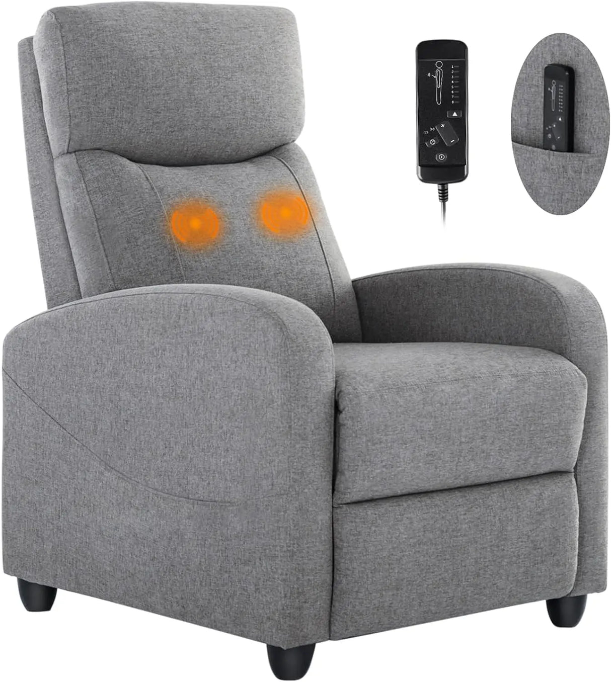 Recliner Chair for Adults, Massage Fabric Small Recliner