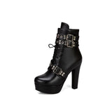 Red Yellow White Women Ankle Boots Platform Lace