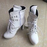 Red Yellow White Women Ankle Boots Platform Lace