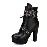 Red Yellow White Women Ankle Boots Platform Lace