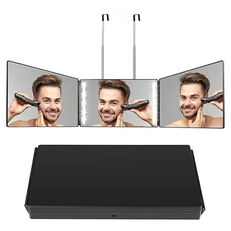 Retractable Adjustable Trifold Mirror Self Hairdressing Shaving Makeup