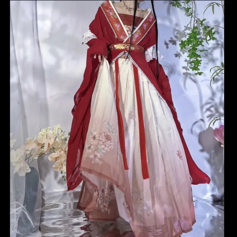 Retro Chinese Style Red Vestido Hanfu Dress Cosplay