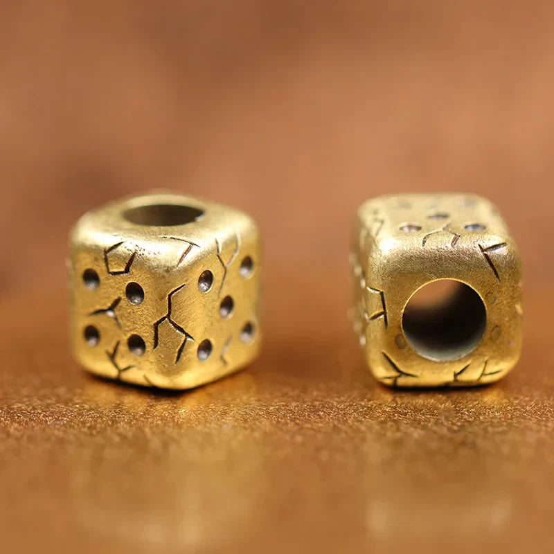 Retro Dice Brass Knife Beads EDC Outdoor DIY