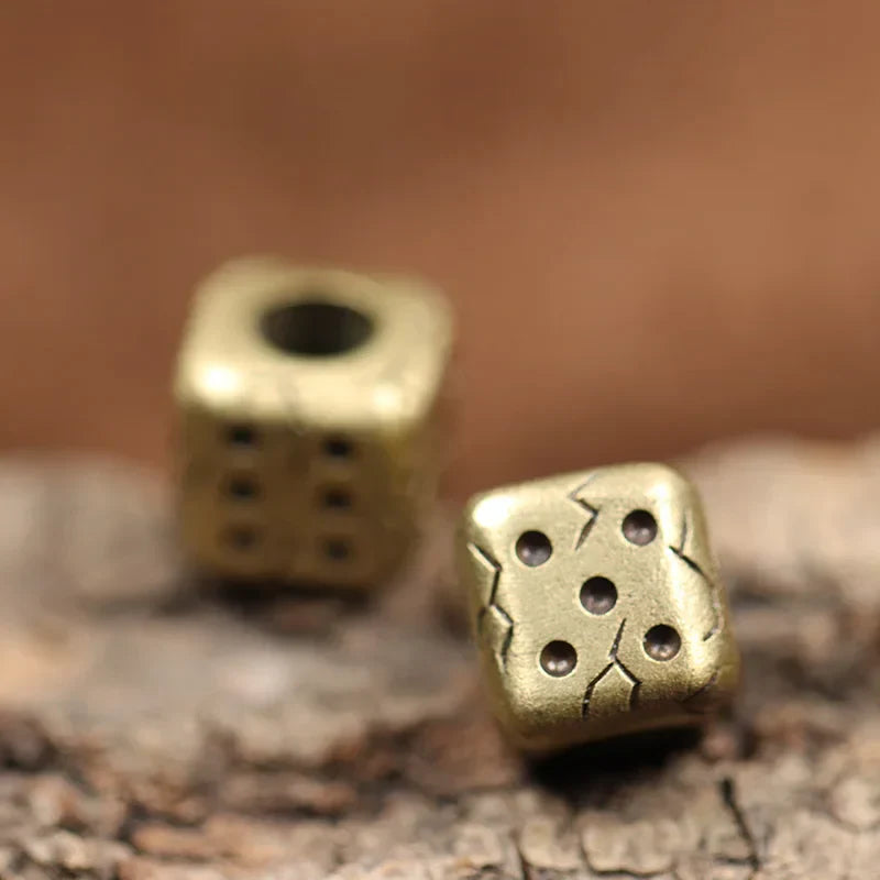 Retro Dice Brass Knife Beads EDC Outdoor DIY