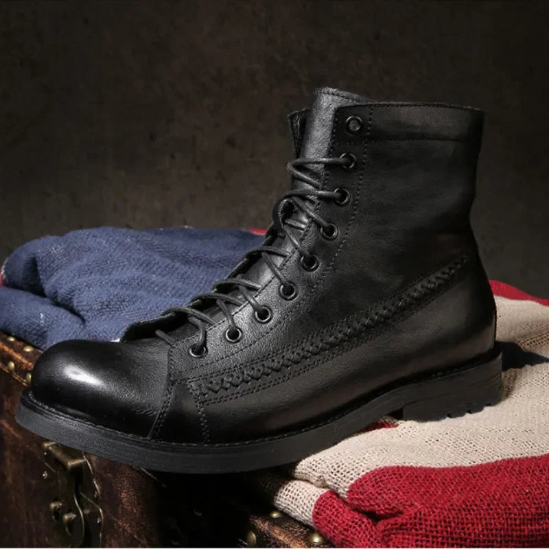 Retro Men Boots Handmade Toe Polish Men Ankle