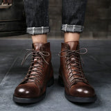 Retro Men Boots Handmade Toe Polish Men Ankle