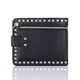 Retro Skull Rivets Men‘s PU Leather Wallet Punk Metal Chain Wallet Zipper Clutch Wallet Money Clip Folded Purse