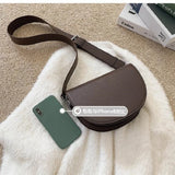 Retro Solid Color Saddle Bag High Quality Leather