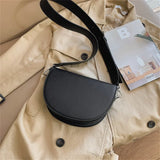 Retro Solid Color Saddle Bag High Quality Leather