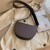 Retro Solid Color Saddle Bag High Quality Leather
