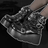 Rivets Decor Chunky Platform Punk Ankle Boots Women