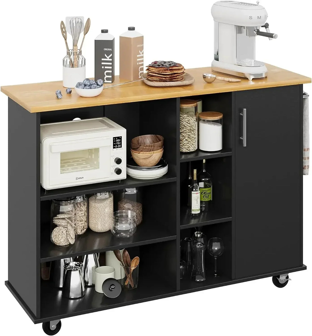 Rolling Kitchen Island Cart With Folding Drop Leaf