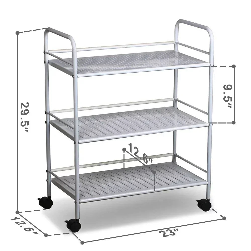 Rolling Trolley Cart 3 Shelves Hair Beauty Salon