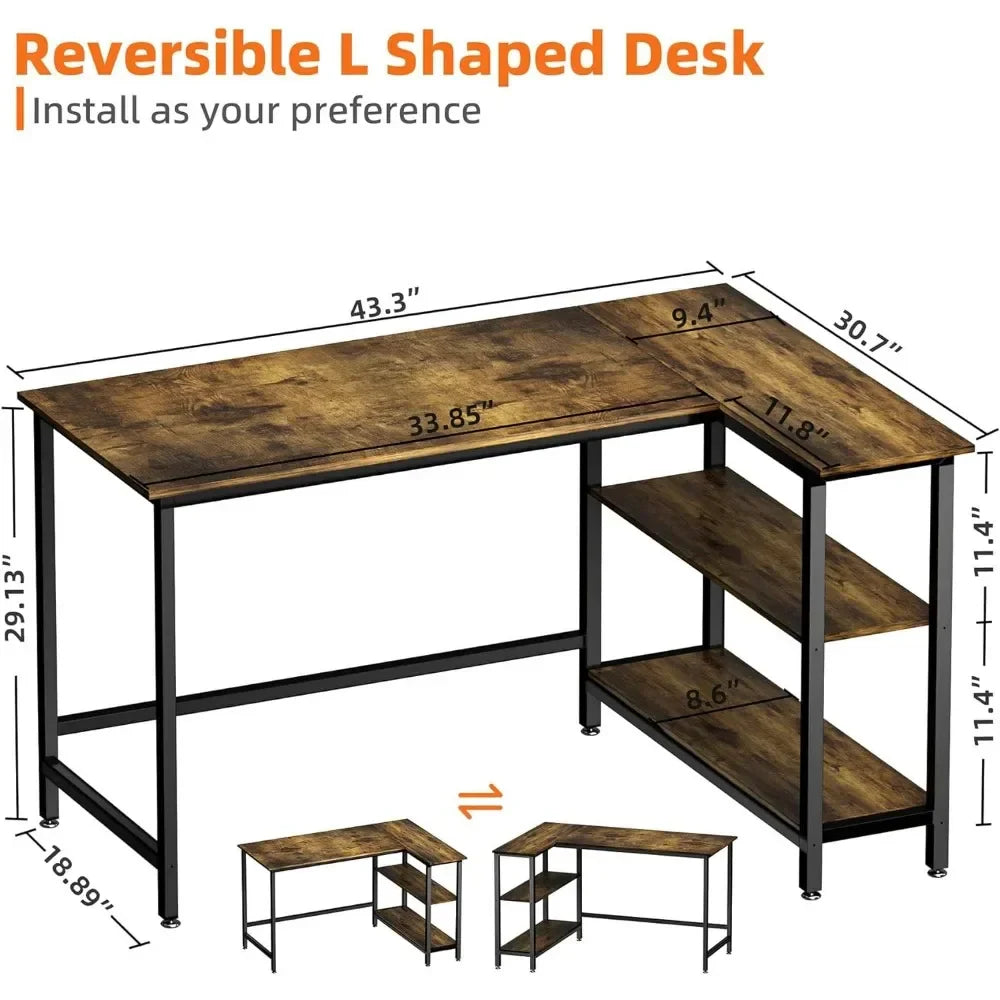Rustic Brown Computer Desk Home Office Writing Desk