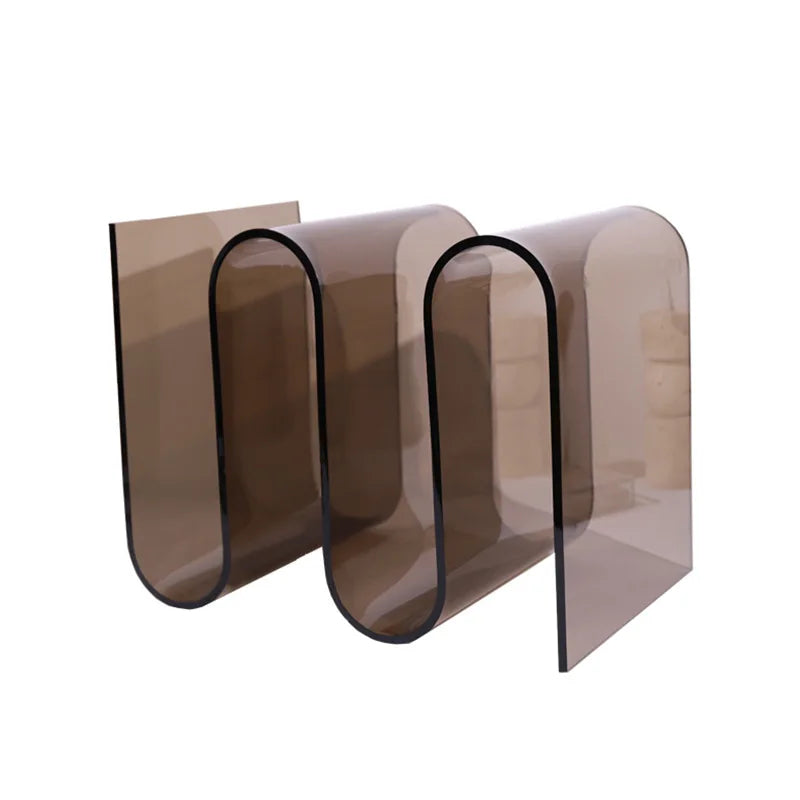 S wave-shape Transparent Acrylic Magazine Rack Minimalist Floor