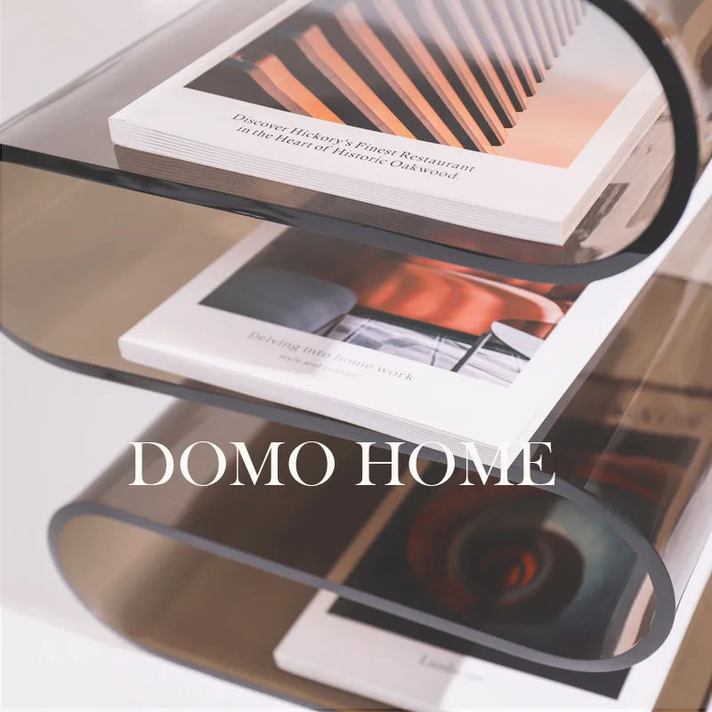 S wave-shape Transparent Acrylic Magazine Rack Minimalist Floor